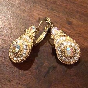 Irridescent Faceted Crystal Center & encrusted throughout gorgeous earrings